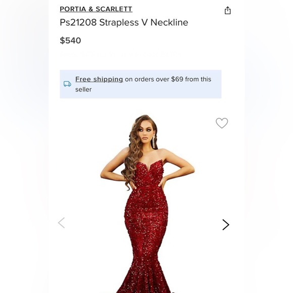 PS21208 Dress Mermaid Style Red Dress - Picture 8 of 8